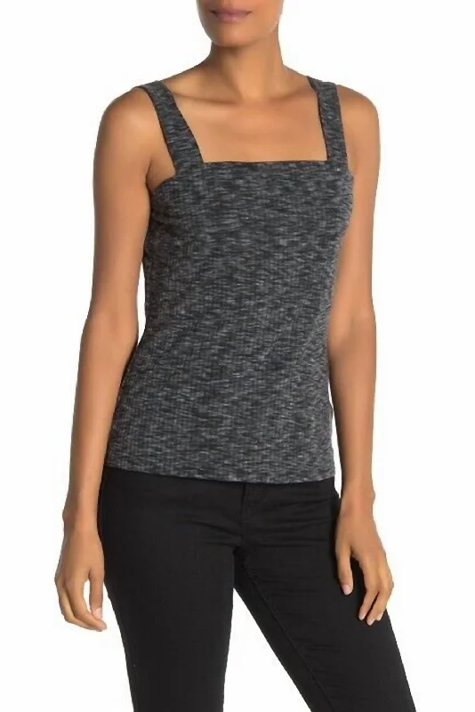 Ribbed Marl Tank Top In Black Grey adorable tank top