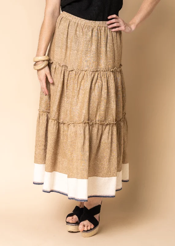 Davina Linen Blend Skirt in Desert linen skirt relaxed