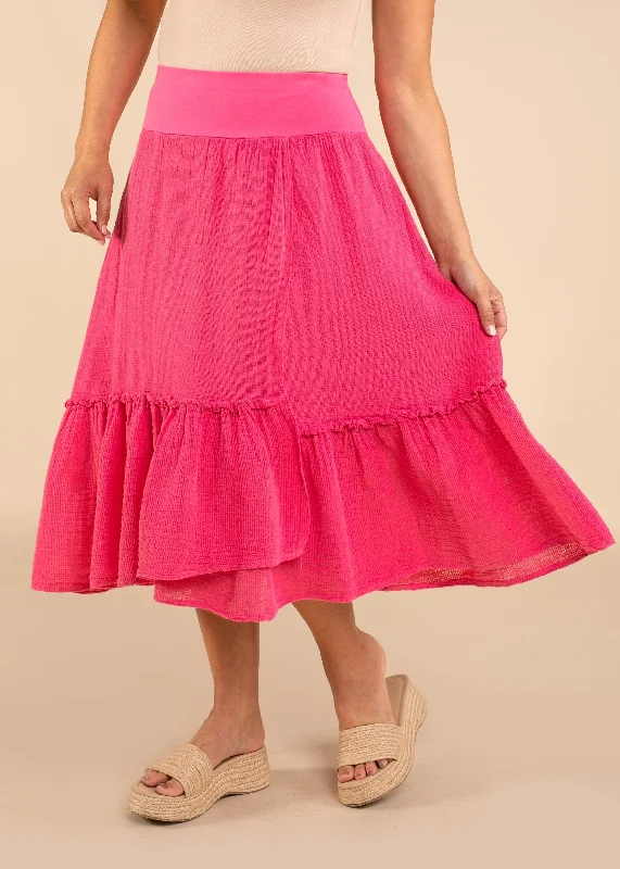 Elva Linen Skirt in Raspberry Sorbet mini skirt trendy