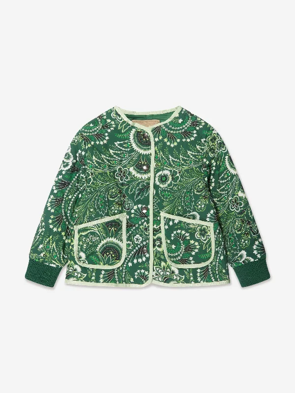 Etro Girls Floral Paisley Jacket in Green Embroidered Jacket Appliqued Jacket Beaded Jacket