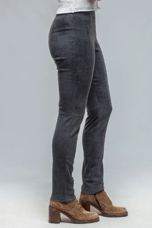 Tania Stretch Suede Pant in Steel Blue Cozy Lounge Pants