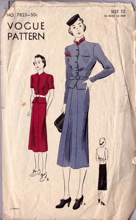 1930's Two-Piece Frock (SKIRT ONLY), Original Vogue 7823 30" bust, 25" waist spandex blend skirt