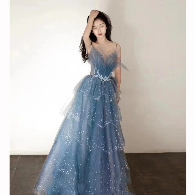 Wjczt prom dress Evening Dress Style Light Luxury Sling on the Princess Annual Meeting Dress Female Host Adult Ceremony Evening Dress A-Line Day Work