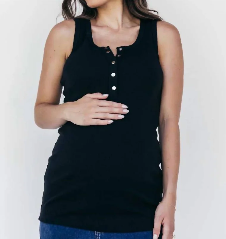 Ribbed Nursing Tank Top In Black lounge tank top