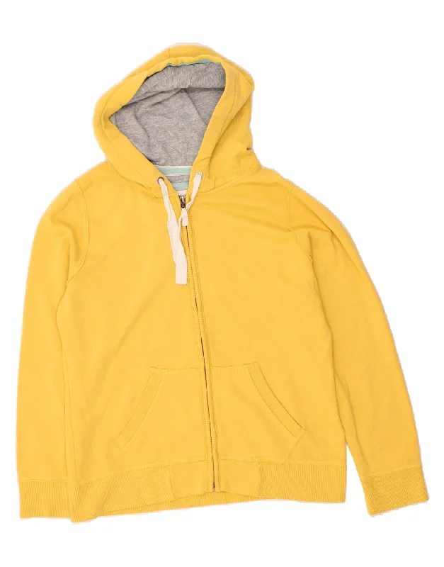 BODEN Womens Zip Hoodie Sweater UK 14 Medium Yellow Cotton Tailored Straight A-Line