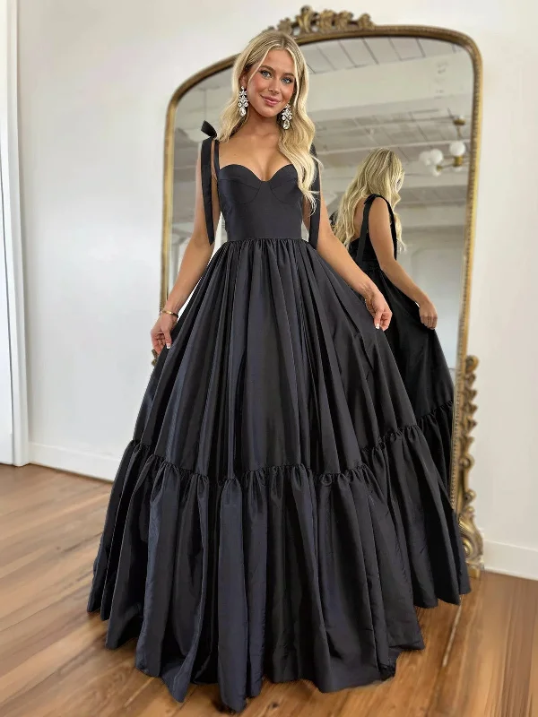 A Line Sweetheart Neck Black Long Prom Dresses, A Line Sweetheart Neck Black Long Formal Evening Dresses Tunics Modern contemporary