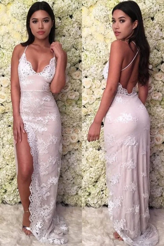 Bodydon Maxi Prom Dress Side Slit Long V Neck Party Dresses with Lace Applique Tunics Review highly