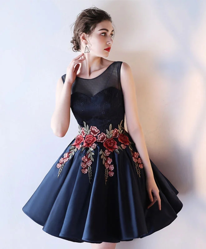 Cute Round Neck Lace Short Prom Dress, Evening Dress Tunics Chic elegant