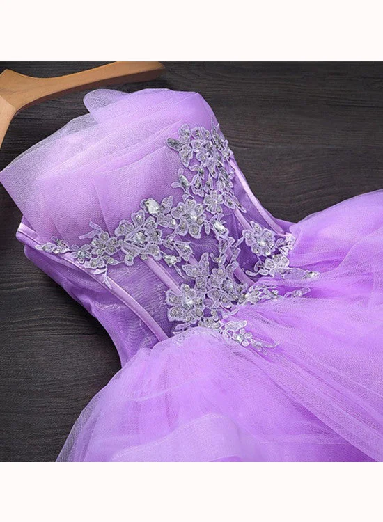 Lovely Purple Tulle Short Party Dress, Cute Homecoming Dress Tunics Sophisticated sleek