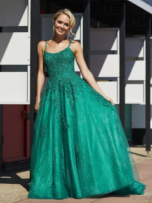 Shiny A Line Green Lace Long Prom Dresses, Green Lace Long Formal Evening Dresses Tunics Floral girly