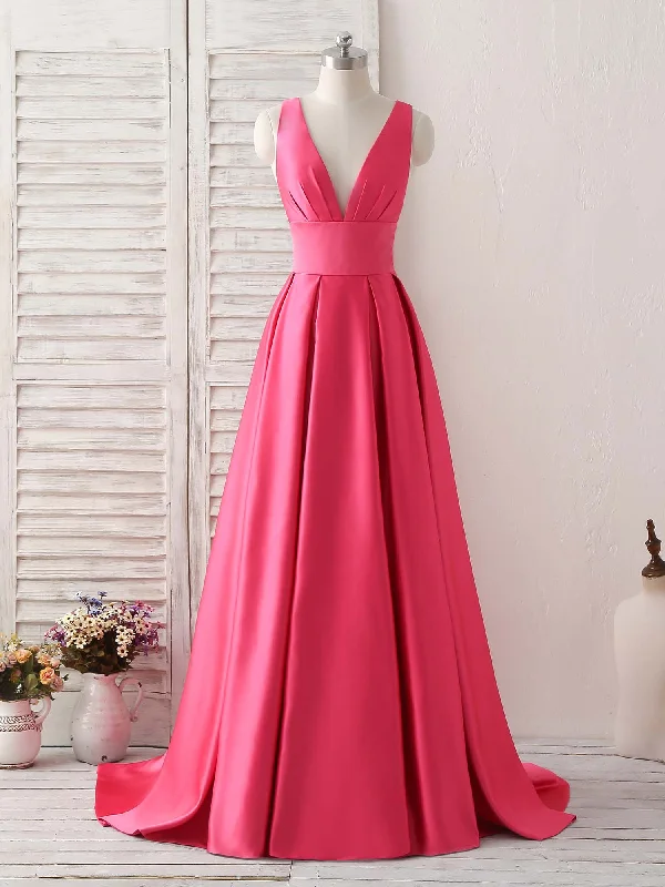 Simple V Neck Long Prom Dress Backless Evening Dress Tunics Brand named