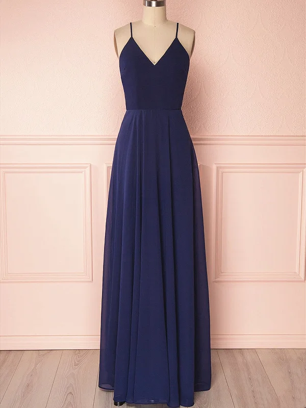 V Neck Navy Blue Backless Prom Dresses Long, Navy Blue Backless Bridesmaid Formal Evening Dresses Tunics Wedding white