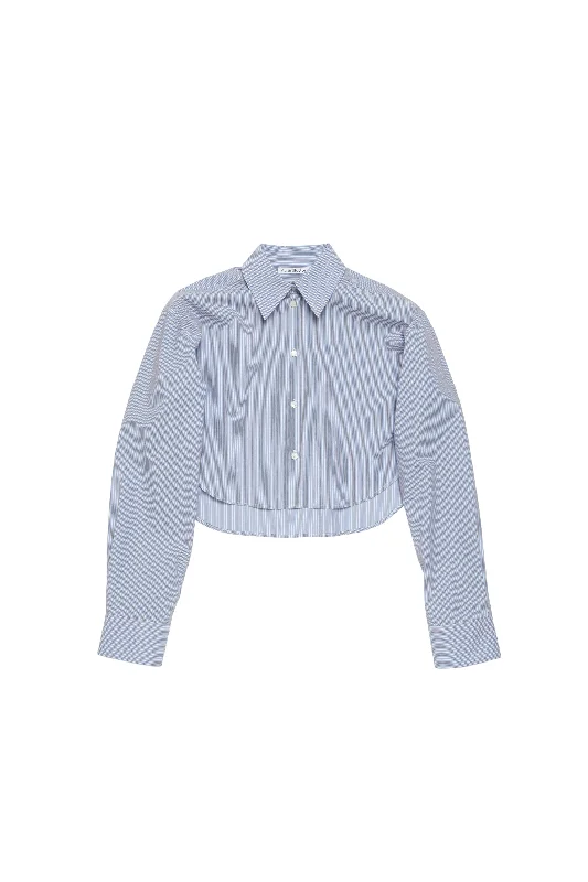 Acne Studios Shirt Jacquard Pinstripe (Sky Blue/Coffee Brown) Nylon Fabric Polyester Fabric Spandex Fabric