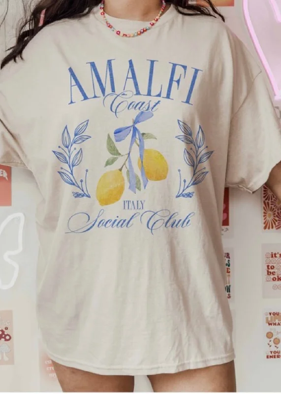 Amalfi Coast Social Club T-Shirt Anti-Pilling Machine Wash Handmade