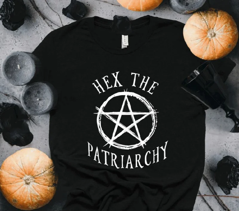 hex the patriarchy T-Shirt Ribbed T-Shirt High Neck Heavyweight