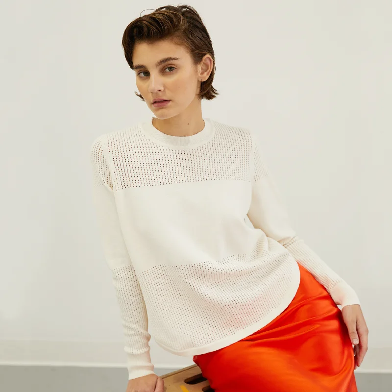 Mesh Block Shirttail Crew Collared Crew Neck Turtle Neck