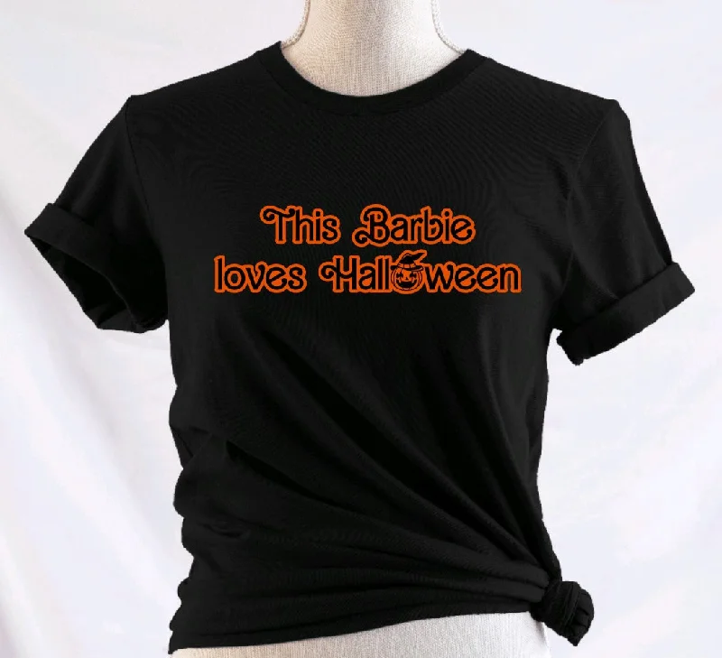 This Barbie loves Halloween T-Shirt Houndstooth Herringbone Solid