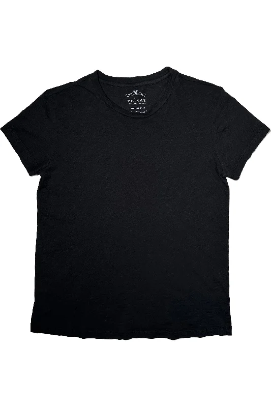 Velvet by Graham & Spencer Sierra Crew Neck Tee | Black Print Jacquard Patchwork