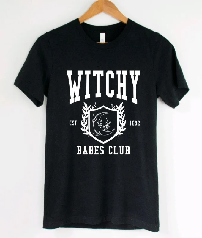 Witchy Babes Club T-Shirt Striped Floral Plaid