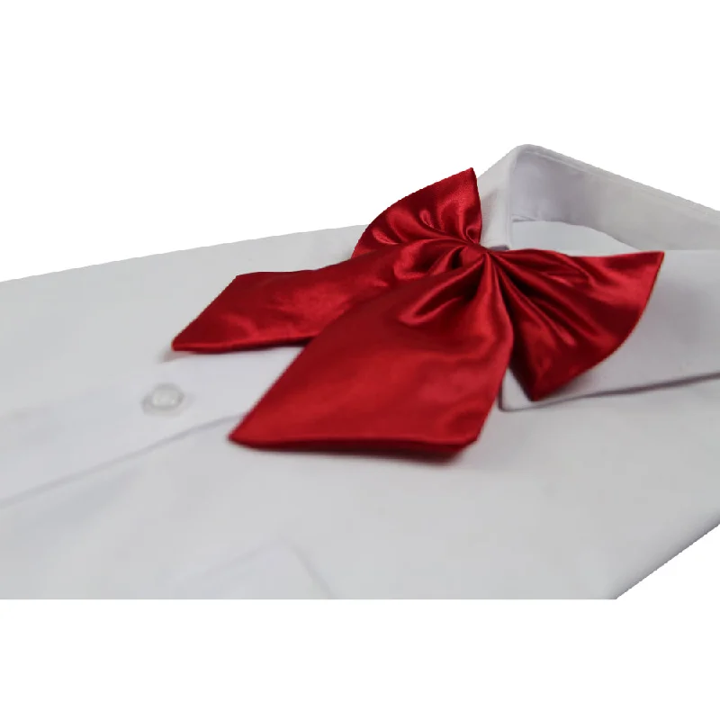 Womens Plain Red Shirt Collar Bow Tie Graphic T-Shirt Round Neck Polyester