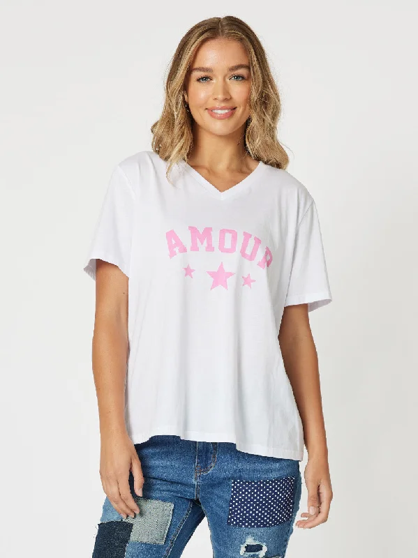 Amour Cotton T-Shirt - Pink Fashionable Trendy Casual