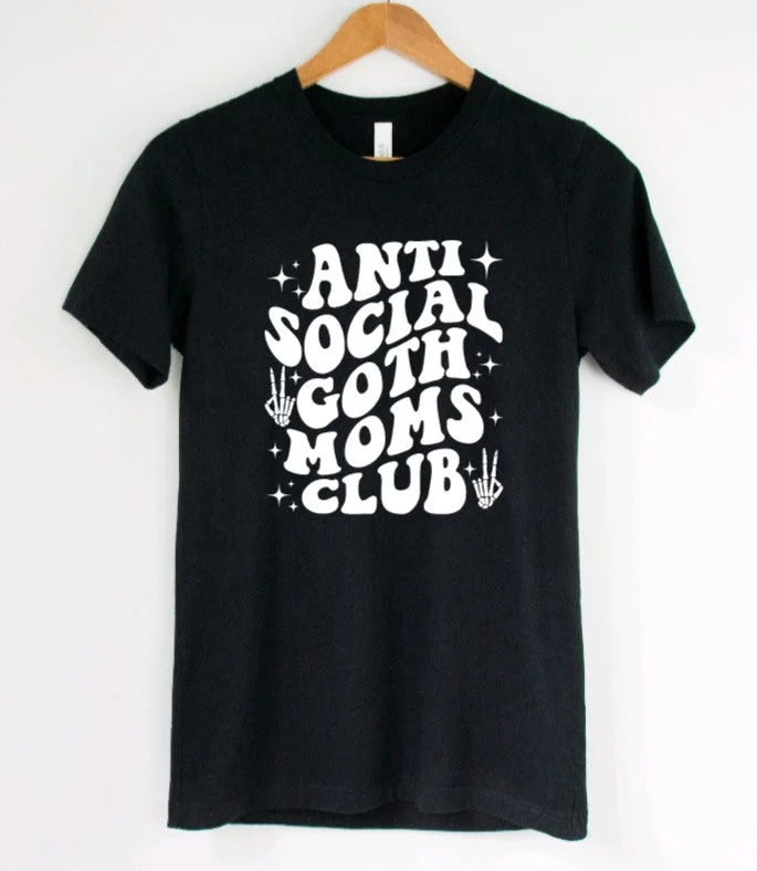 Anti social goth moms club T-Shirt Denim Fabric Leather Fabric Suede Fabric