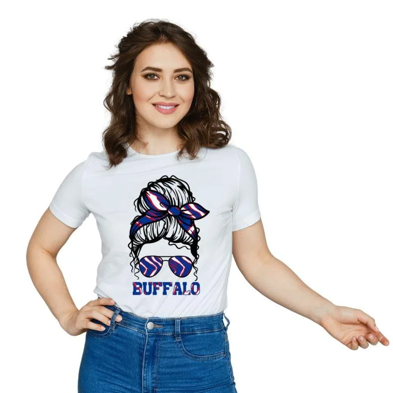 Bills Messy Bun Zubaz Buffalo Tshirt Oversized T-Shirt Spandex breathable