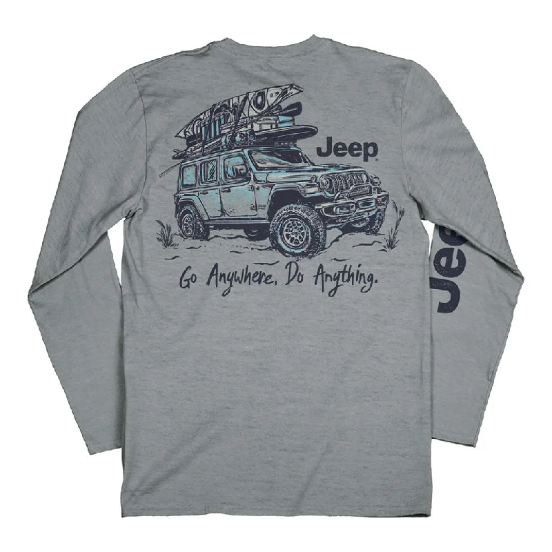 Jeep. Weekender Long Sleeve T-Shirt, Athletic Heather Houndstooth Herringbone Solid