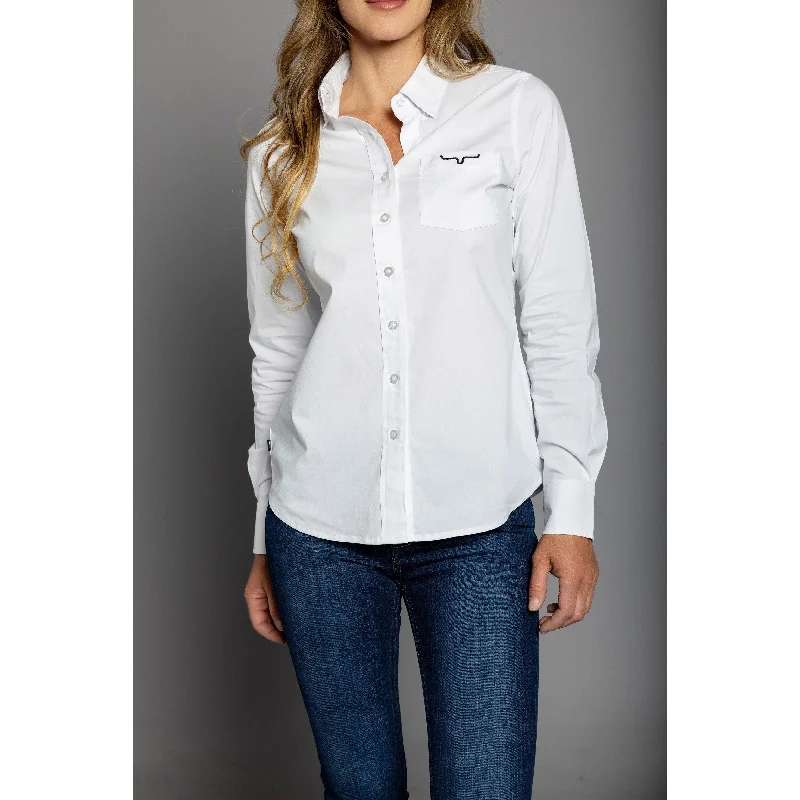 Kimes Ranch Women's White Long Team Shirt Terry Blend Velvet Blend Canvas Blend