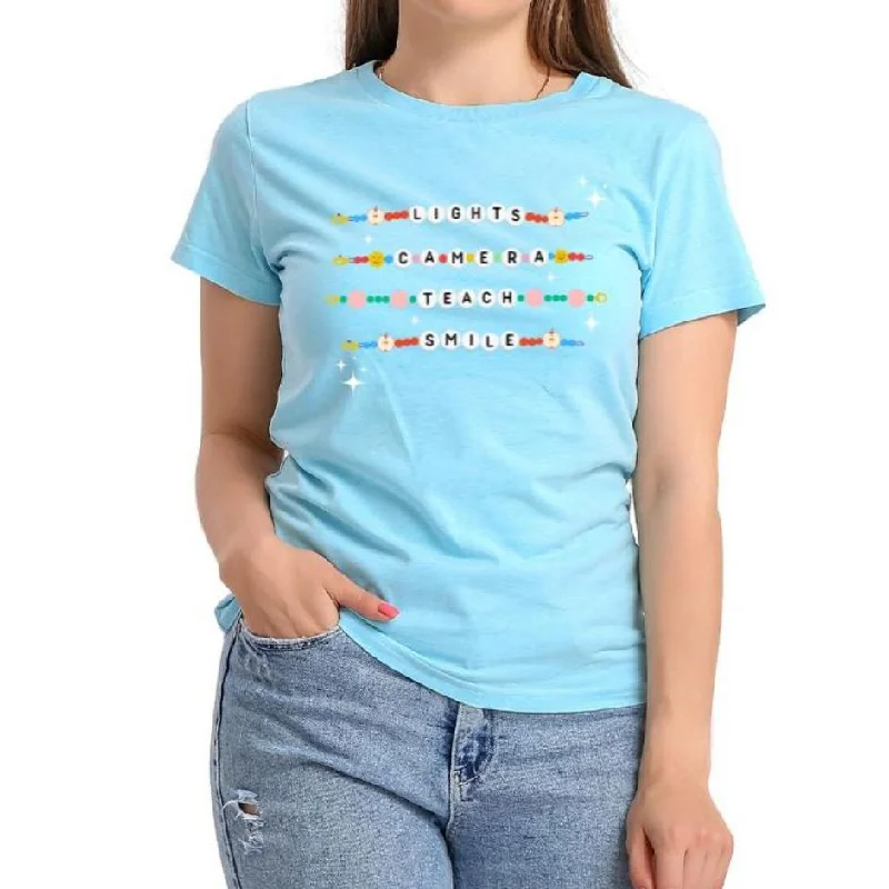 Lights, Camera, Teach, Smile Tshirt Zippered Buttoned Snapped