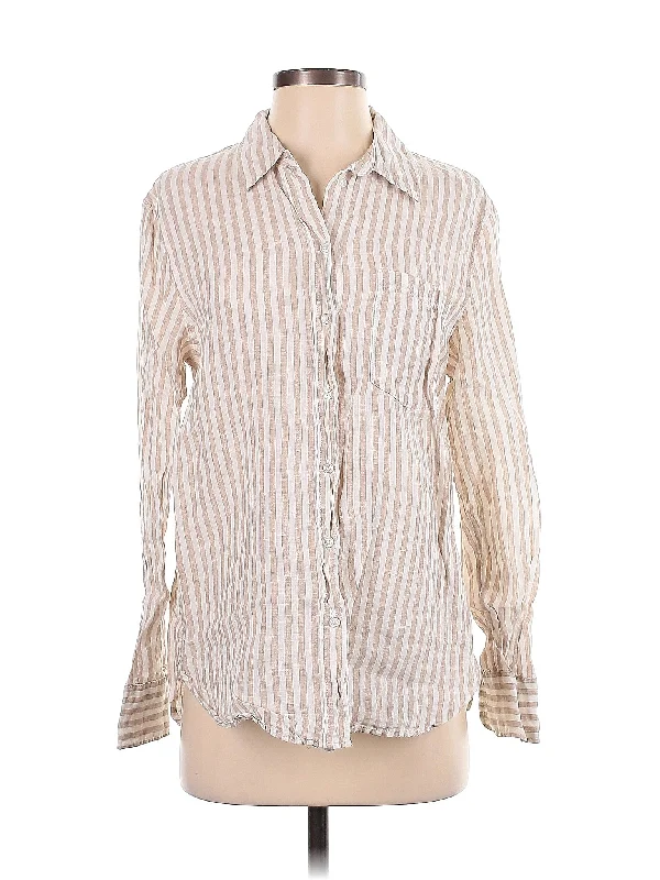 Long Sleeve Button Down Shirt Spandex Blend Rayon Blend Denim Blend