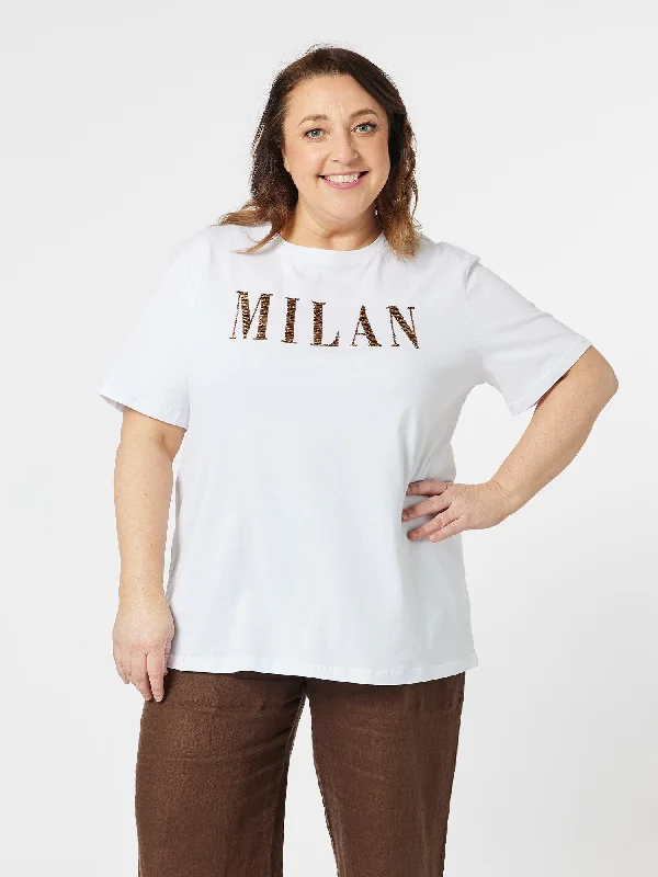 Milan Cotton - Shirt - White Basic T-Shirt Crew Neck Short Sleeve