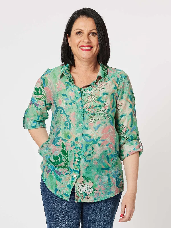 Palisade Print Shirt - Mint Fitted T-Shirt Seamless Stretchy