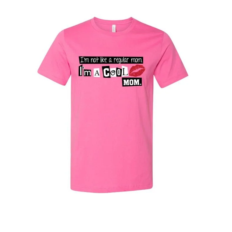 Pink I'm a Cool Mom Tshirt Rayon Velvet Corduroy