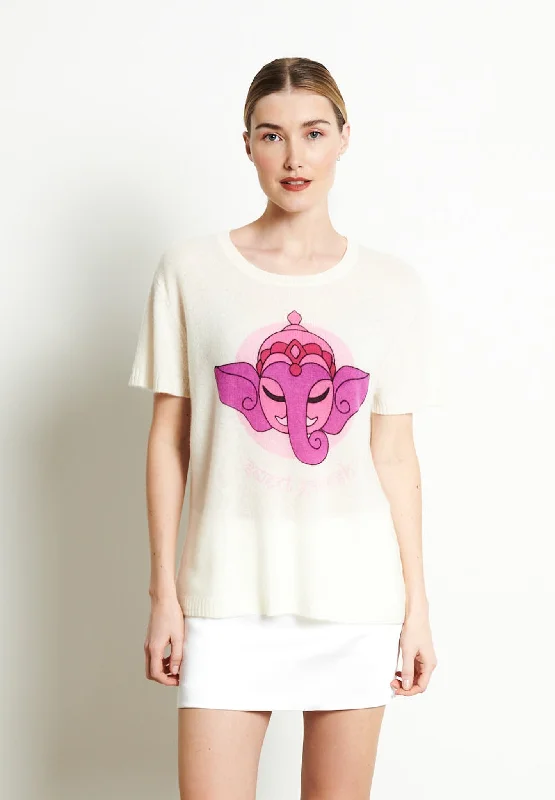 RIA 9 T-shirt col rond SWEET GANESH en cachemire blanc écru Spandex Blend Rayon Blend Denim Blend