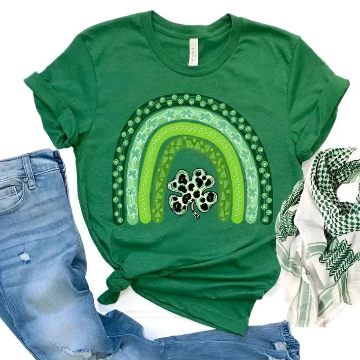 Shamrock Rainbow St. Patrick's Day Personalizable TShirt Chenille Brocade Lace