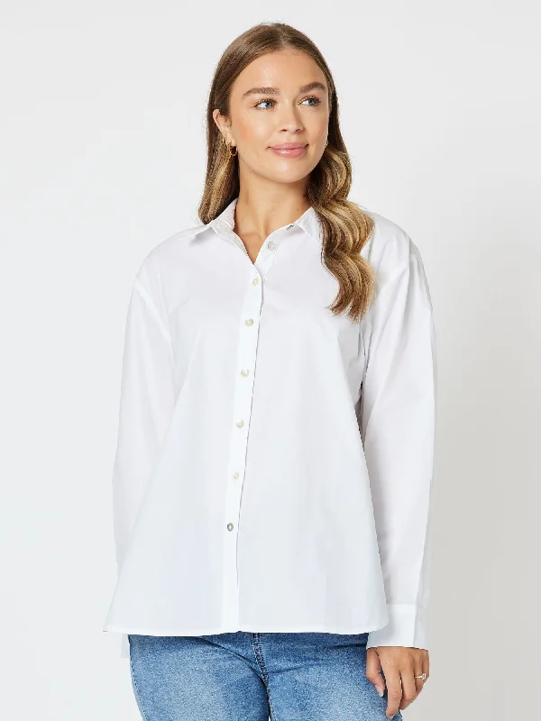 Urban Hi Lo Relaxed Shirt - White Anti-Shrink Durable Soft