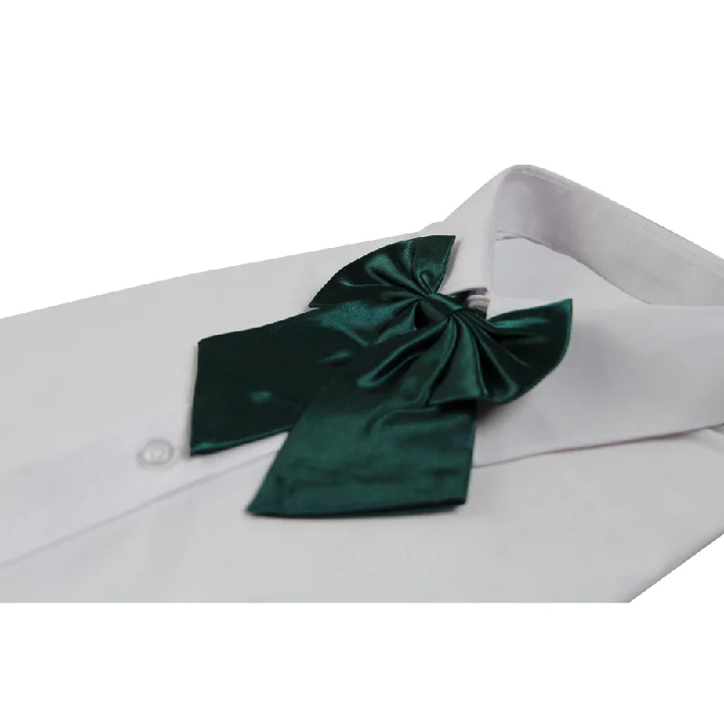 Womens Plain Bottle Green Shirt Collar Bow Tie Mesh Blend Leather Blend Suede Blend