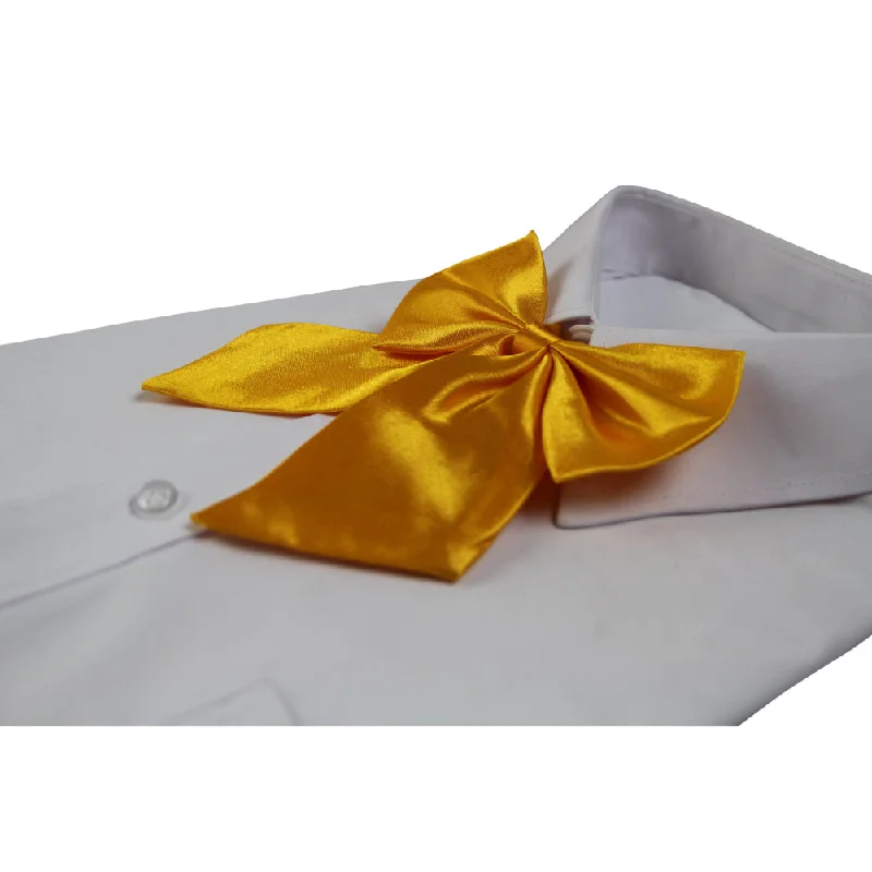 Womens Plain Warm Yellow Shirt Collar Bow Tie Cashmere Blend Cotton Blend Poly Blend