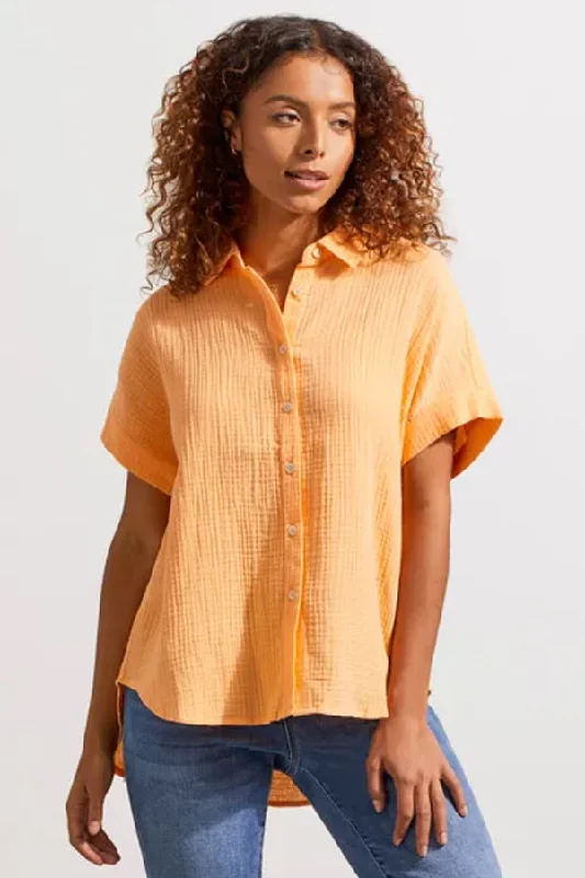 Tribal Crinkle Button-Up Shirt Thin T-Shirt Open Front Quick Dry