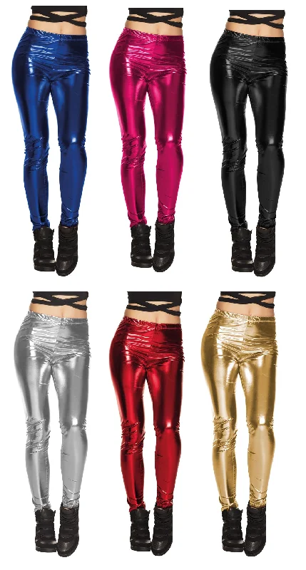 Disco Glance 80s Leggings Ladies  Metallic Adults Costume Accessory Stylish Stretch Print Leggings