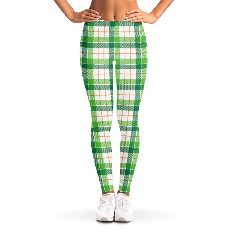 Irish St. Patrick's Day Tartan Print Women's Leggings Trendy Side-Pocket Leggings