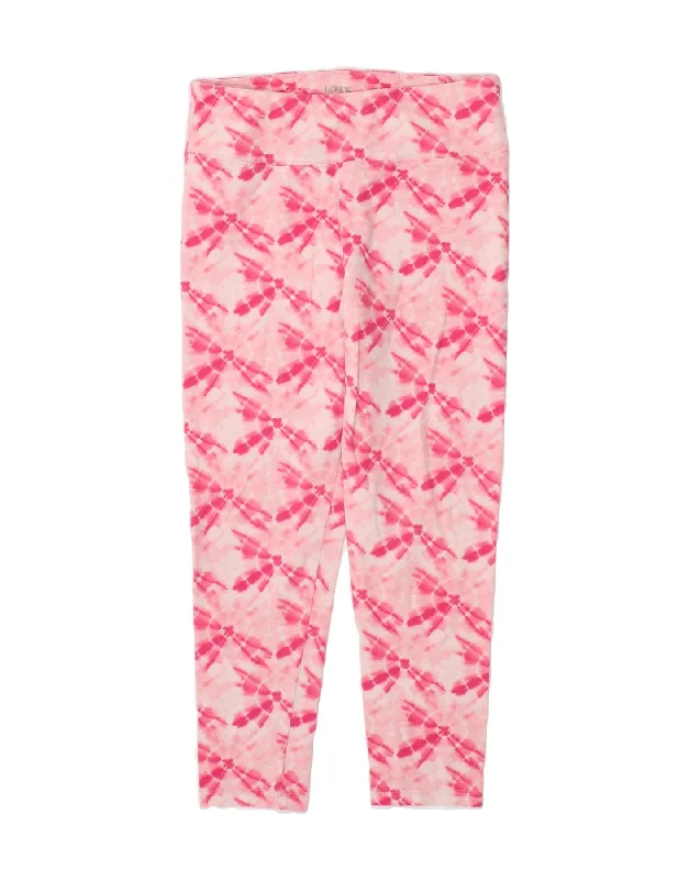 J. CREW Womens Abstract Pattern Leggings UK 12 Medium  Pink Cotton Stylish Yoga Leggings