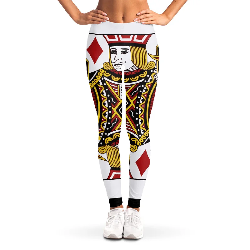 Jack Of Diamonds Playing Card Print Women's Leggings Comfortable Lounge Leggings