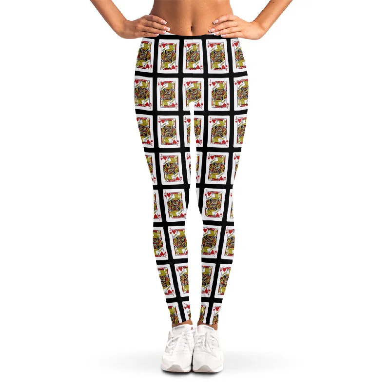 Jack Of Hearts Pattern Print Women's Leggings Trendy Sports Performance Leggings