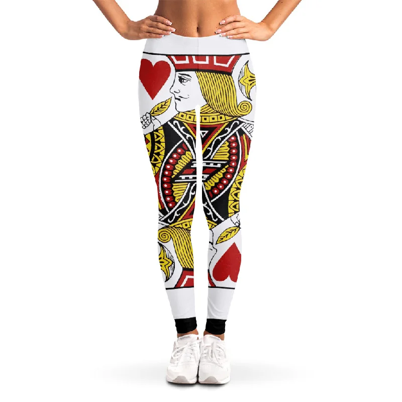 Jack Of Hearts Playing Card Print Women's Leggings Trendy Mesh Leggings