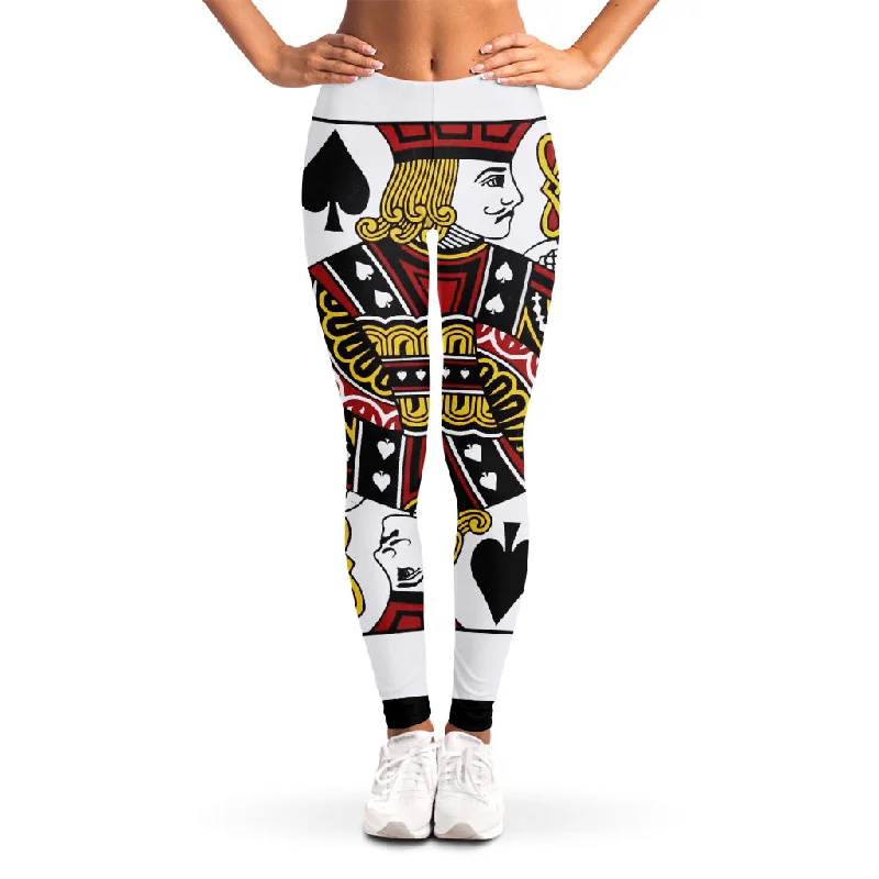 Jack Of Spades Playing Card Print Women's Leggings Elegant Velvet Leggings