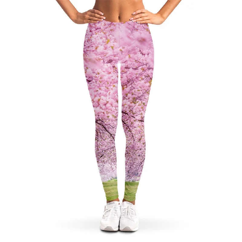 Japanese Cherry Blossom Tree Print Women's Leggings Fashionable Printed Leggings