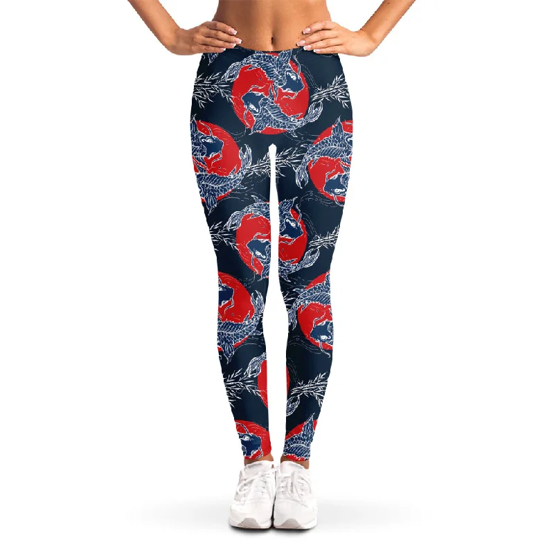 Japanese Koi Carp Fish Pattern Print Women's Leggings Stylish Stretch Print Leggings