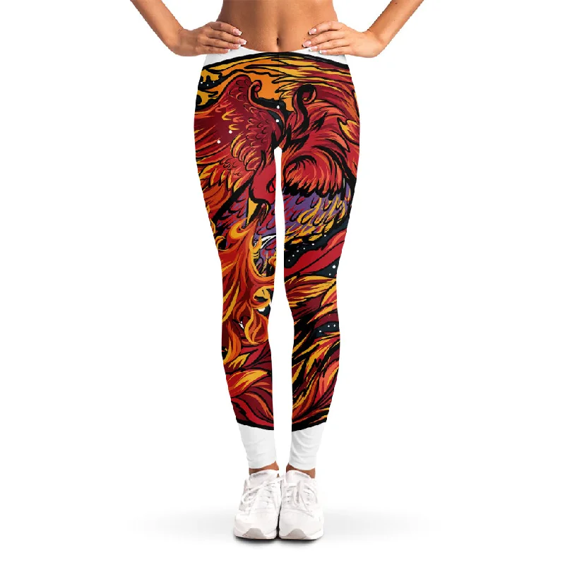 Japanese Phoenix Print Women's Leggings Stylish Stretch Pants Leggings